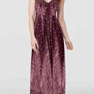Women's Digital Print Peacock Feather Maxi Dress